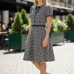 Karl Lagerfeld Black and White Tweed A-Line Dress-Skirt